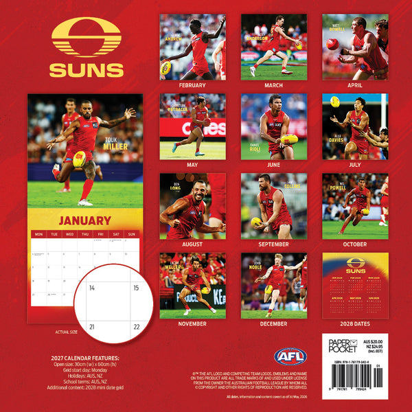 AFL Gold Coast Suns Calendar 2027