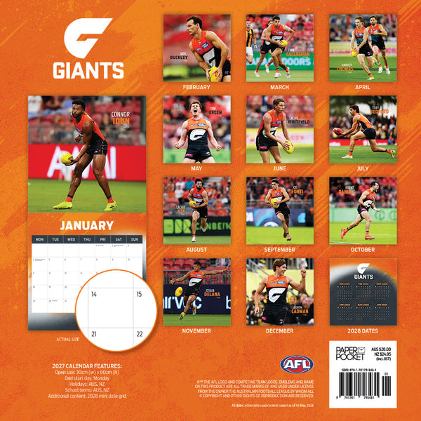AFL Greater Western Sydney Giants Calendar 2027
