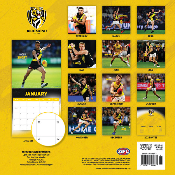 AFL Richmond Tigers Calendar 2027