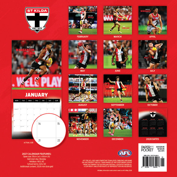 AFL St Kilda Saints Calendar 2027