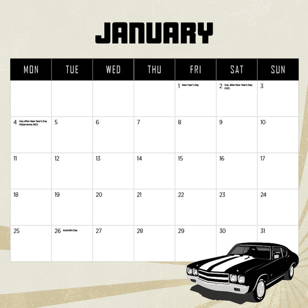 American Muscle Cars Calendar 2027
