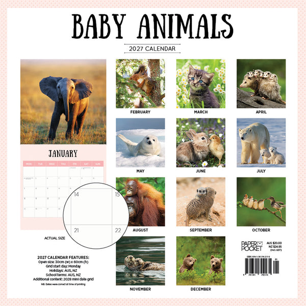 Baby Animals Calendar 2027