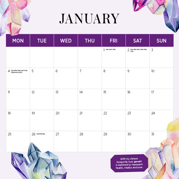 Birthstone of the Month Calendar 2027