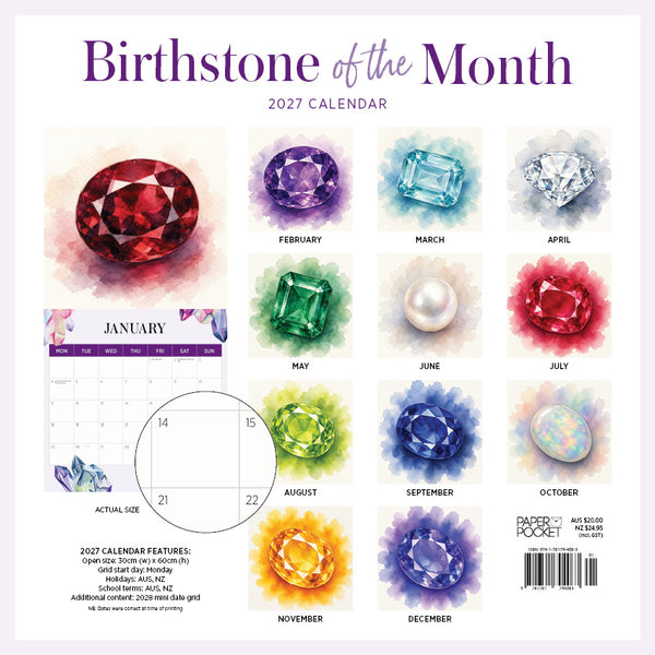 Birthstone of the Month Calendar 2027
