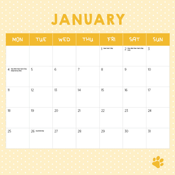Cat Naps Calendar 2027