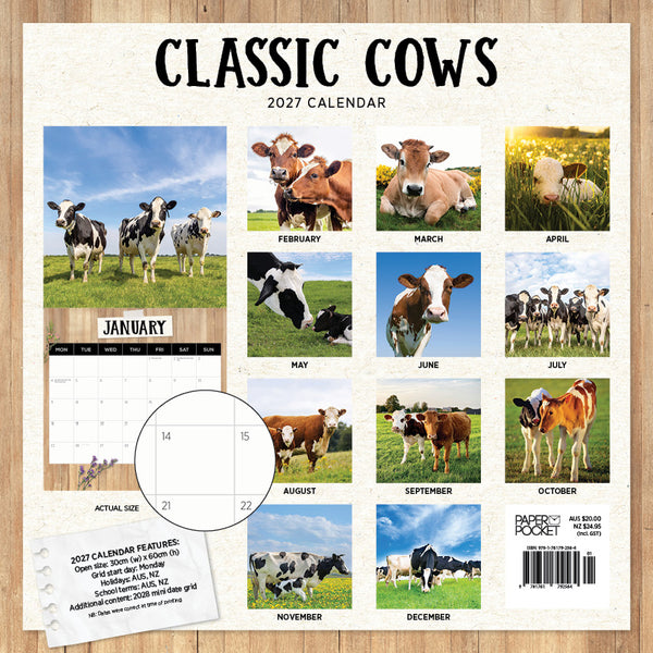 Classic Cows Calendar 2027
