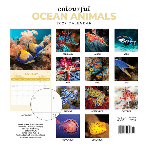 Colourful Ocean Animals Calendar 2027