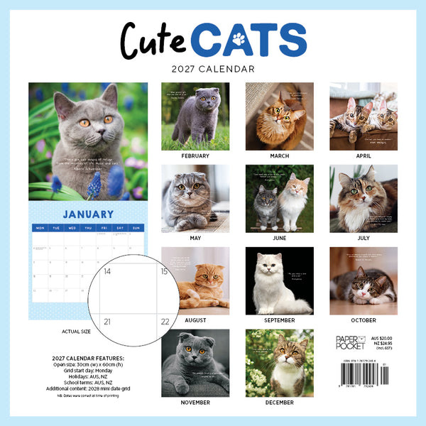 Cute Cats Calendar 2027