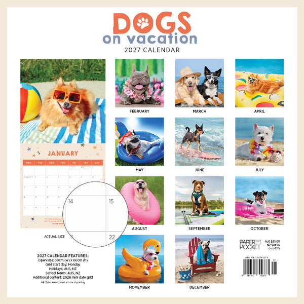 Dogs on Vacation Calendar 2027