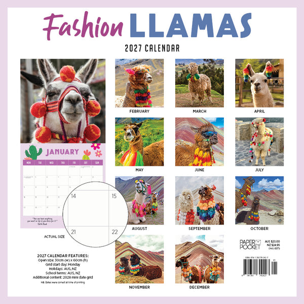 Fashion Llama Calendar 2027