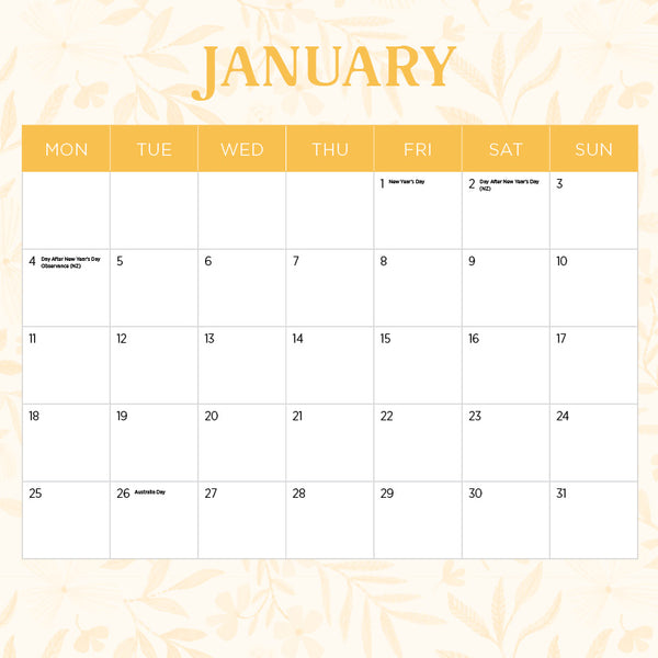 Flower Arrangements Calendar 2027