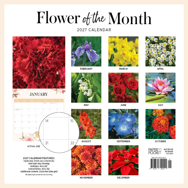 Flower Of The Month Calendar 2027