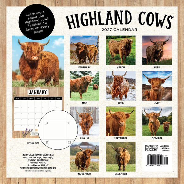 Highland Cows Calendar 2027