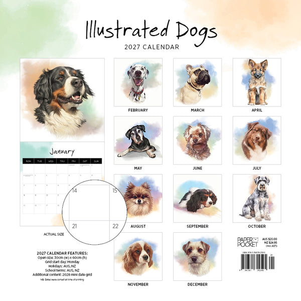 Illustrated Dogs Calendar 2027