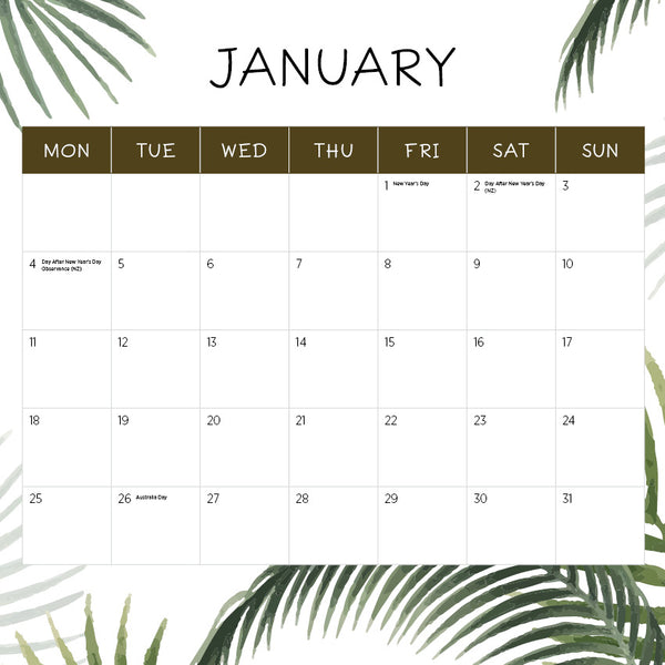 Island Life Calendar 2027