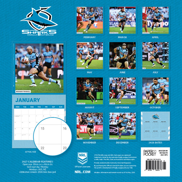 NRL Cronulla Sharks Calendar 2027