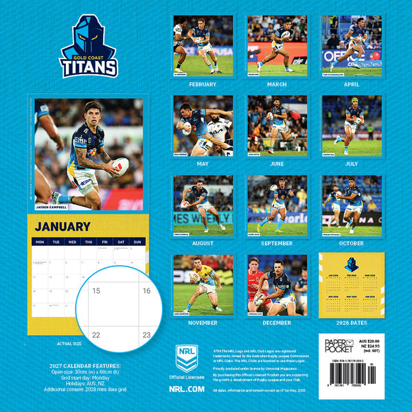 NRL Gold Coast Titans Calendar 2027