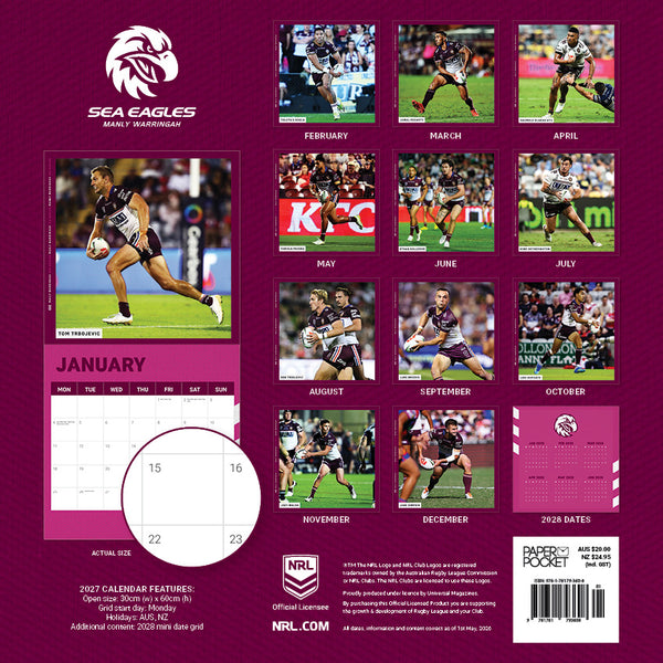 NRL Manly Sea Eagles Calendar 2027
