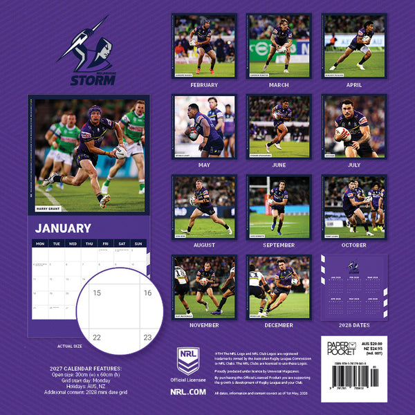 NRL Melbourne Storm Calendar 2027