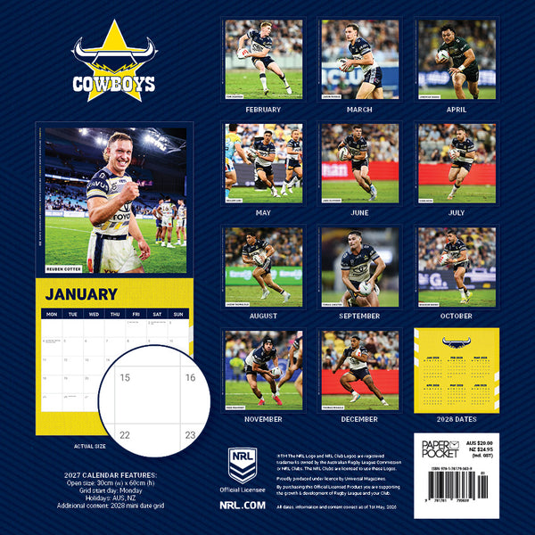 NRL North Queensland Cowboys Calendar 2027