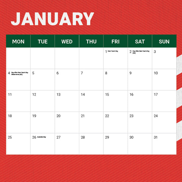 NRL South Sydney Rabbitohs Calendar 2027