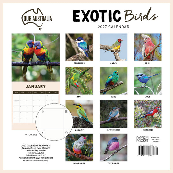 Our Australia Exotic Birds Calendar 2027