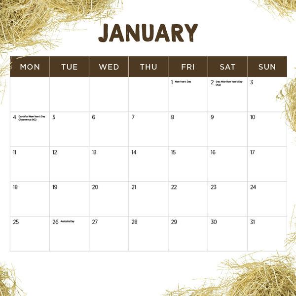 Our Australia Farm Animals Calendar 2027
