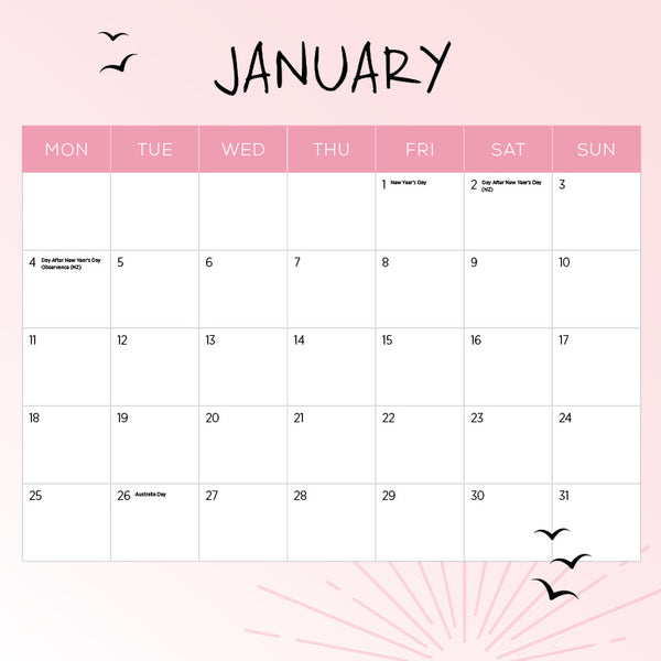 Our Australia Sunsets Calendar 2027