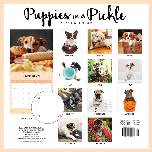 Puppies in a Pickle Calendar 2027