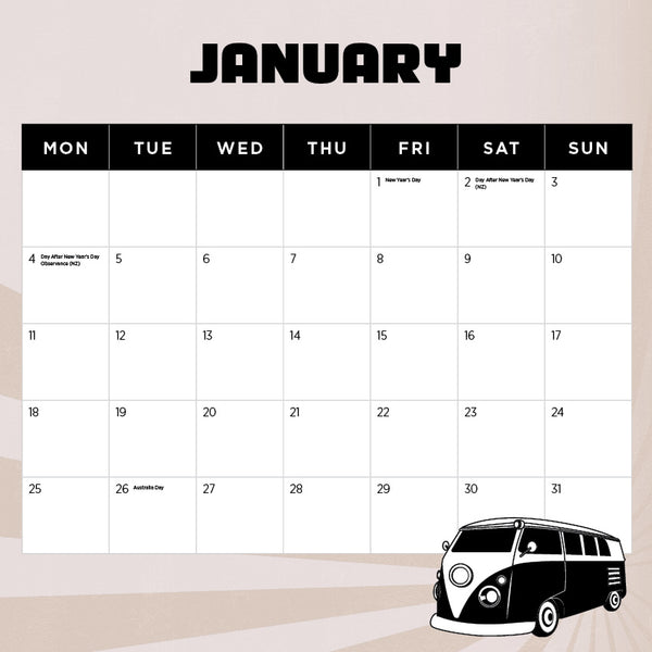 Retro Vans Calendar 2027