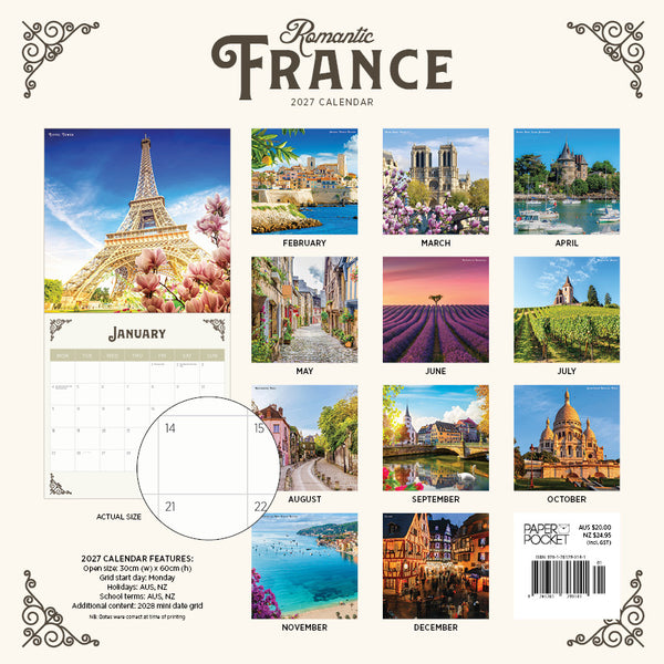 Romantic France Calendar 2027