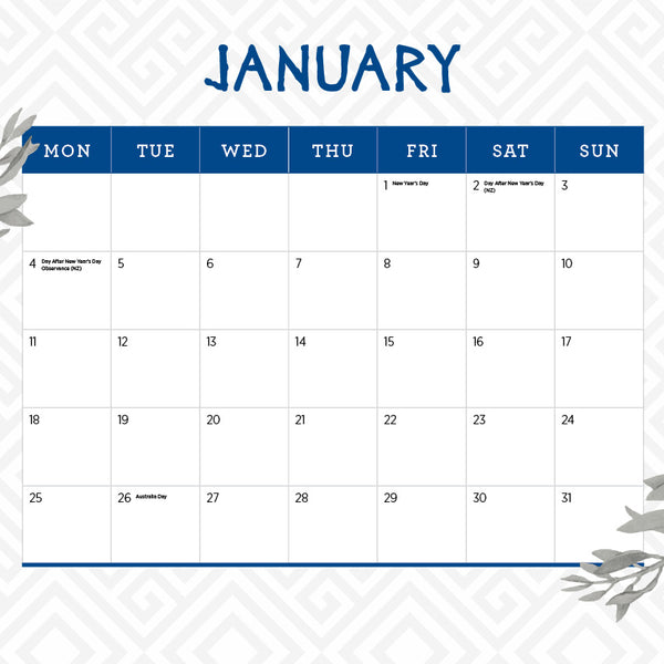 Romantic Greece Calendar 2027