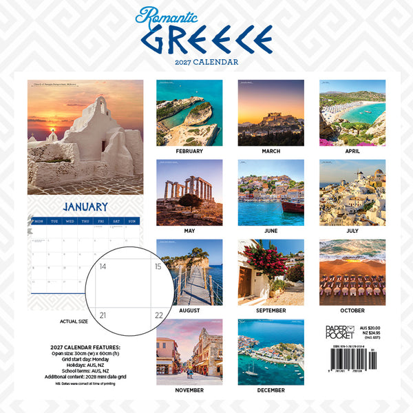 Romantic Greece Calendar 2027