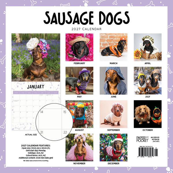 Sausage Dogs Calendar 2027