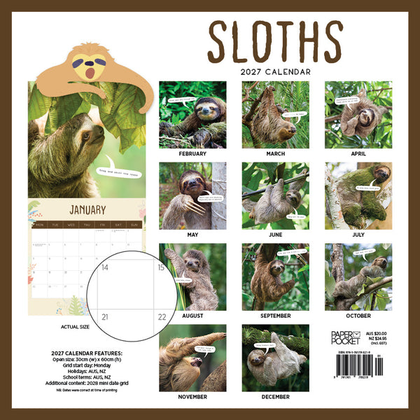 Sloths Calendar 2027
