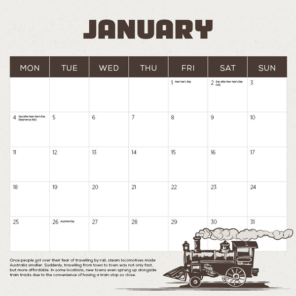 Steam Trains Calendar 2027