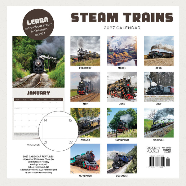 Steam Trains Calendar 2027