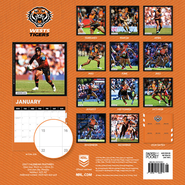 NRL Wests Tigers Calendar 2027