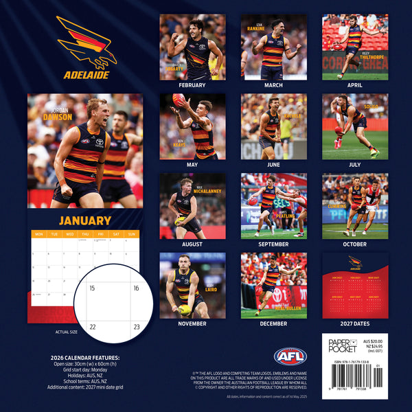AFL Adelaide Crows 2026 Calendar