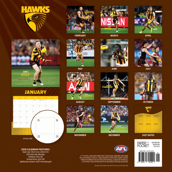 AFL Hawthorn Hawks 2026 Calendar