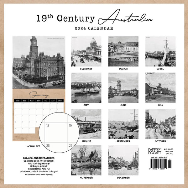 2024 19th Century Australia Calendar – Back Cover