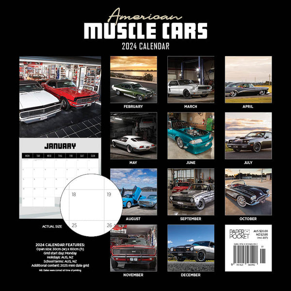 2024 American Muscle Cars Calendar – Back Cover