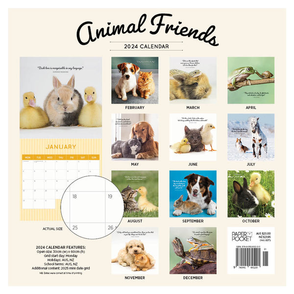 2024 Animal Friends Calendar – Back Cover