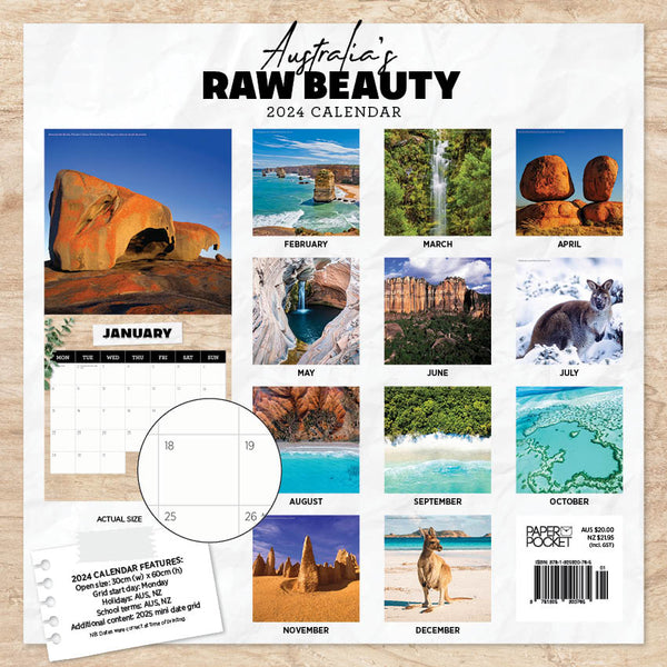 2024 Australia's Raw Beauty Calendar – Back Cover