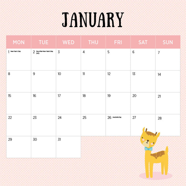 2024 Baby Animals Calendar – Month Overview