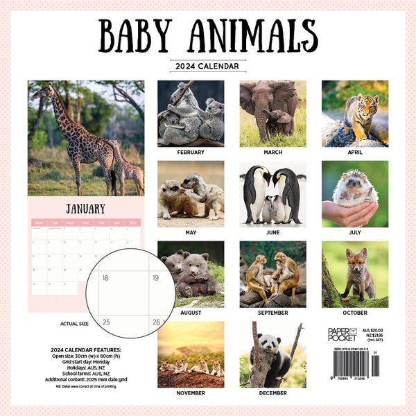 2024 Baby Animals Calendar – Back Cover