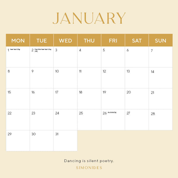 2024 Ballet Calendar – Month Overview