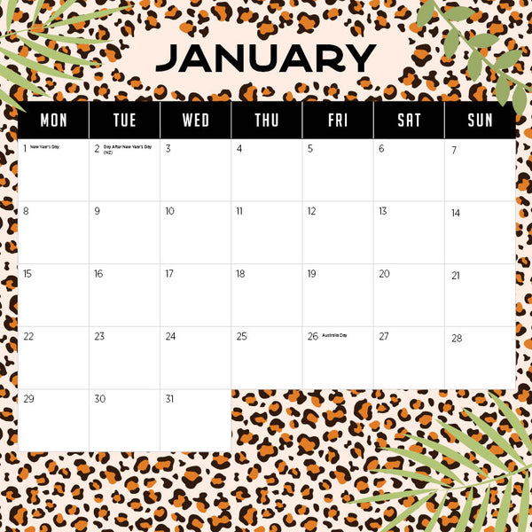 2024 Big Cats Tiny Hats Calendar – Month Overview