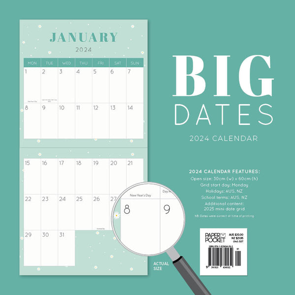 2024 Big Dates Easy To See Calendar – Back Cover
