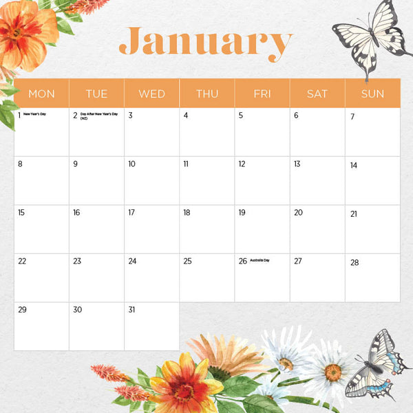 2024 Butterflies Calendar – Month Overview